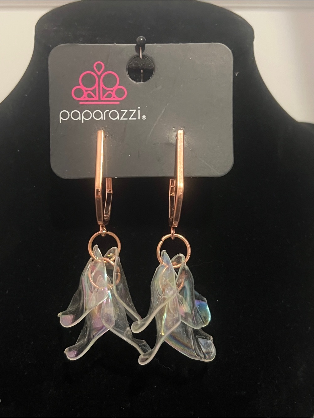 Paparazzi Rose Gold Iridescent Petal Drop Earrings